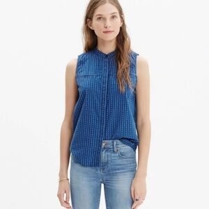 MADEWELL Tops Madewell Indigo Stripe Sleeveless Shirt XS